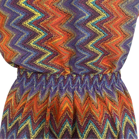 Vintage 90s Chevron BOHO Printed multicolored top / skirt set sz S/M - elastic - - Picture 4 of 11